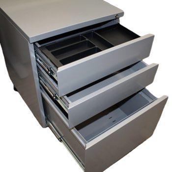 Super Heavy Duty Metal Mobile Drawer Units, Silver, Open