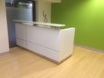 Aria White Gloss Reception Desk, Installed