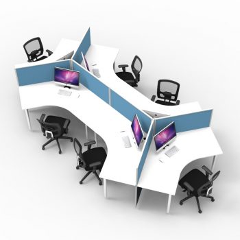 Smart 6 desk Pod, Blue Screen Dividers