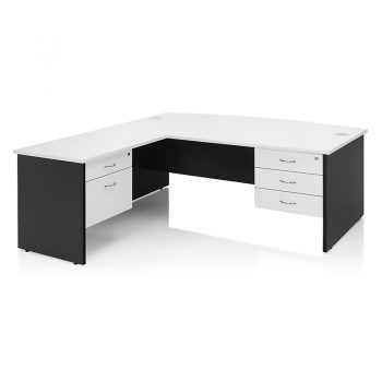 Bow Front Desk with (left hand) Return and 2 Fixed Drawer Units