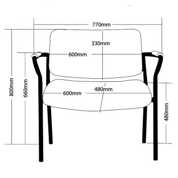 Thor 770mm Wide Chair, Sizes