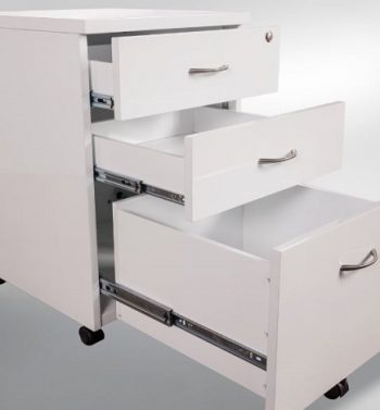 Optional White Gloss Mobile Drawer Unit, Open