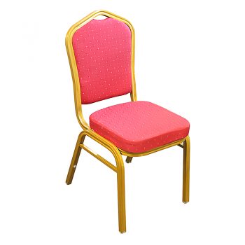 Zia Banquet Chair, Gold Frame, Red Fabric