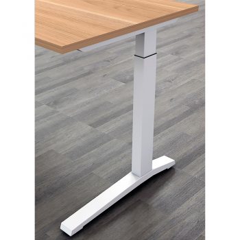 Deluxe Executive Electric Height Adjustable Desk Leg Detail, Virginia Walnut and White