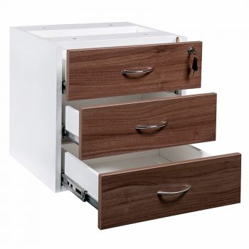 Essential Fixed Drawer Unit, 3 Personal Drawers, Open