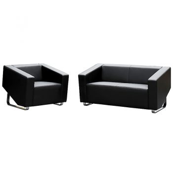 Black Leather Lounge Set