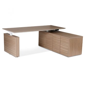 Primo Electric Height Adjustable Desk with Right Hand Storage Cupboard