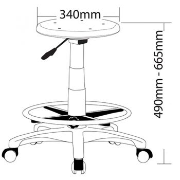 Busy Industrial Drafting Stool, Dimensions