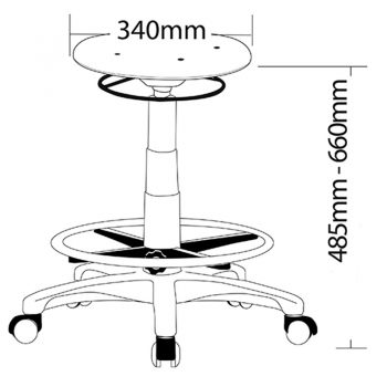 Motion Industrial Drafting Stool, Dimensions