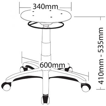 Motion Industrial Stool, Dimensions