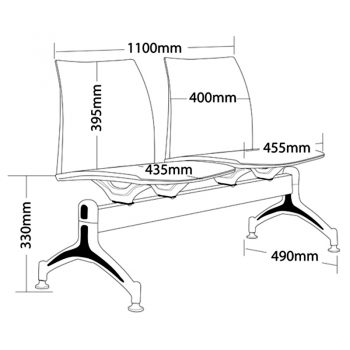 Rift 2 Seater Beam Seat, Dimensions