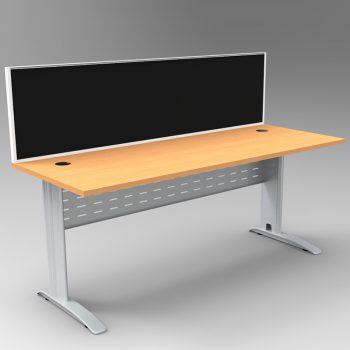 Smart Desk, Silver Base with Beech Top and Modular Express Screen Divider