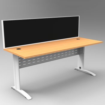 Smart Desk, White Base with Beech Top and Modular Express Screen Divider