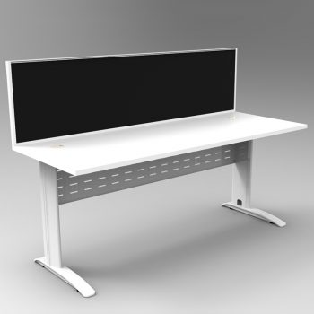 Smart Desk, White Base with White Desk Top and Modular Express Screen Divider