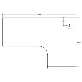 Corner Workstation Desk Top, Dimensions - 1800mm LH x 1200mm RH