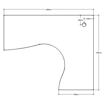 Corner Workstation Desk Top, Dimensions - 1800mm LH x 1500mm RH