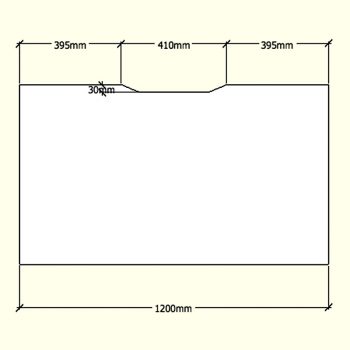 Straight Desk Top with Scalloped Edge, Dimensions - 1200mm x 700mm