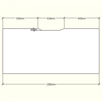 Straight Desk Top with Scalloped Edge, Dimensions - 1500mm x 700mm