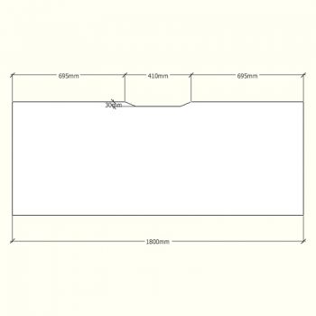 Straight Desk Top with Scalloped Edge, Dimensions - 1800mm x 700mm