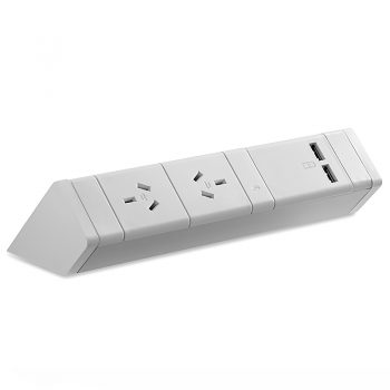 System Infinite Desk Top Power Rail, 2 Power Outlets and 2 USB Outlets