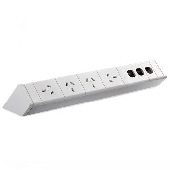 System Infinite Desk Top Power Rail, 4 Power Outlets and Space for 3 Data Outlets