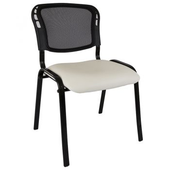 Apollo Mesh Back Visitor Chair, White Vinyl Seat