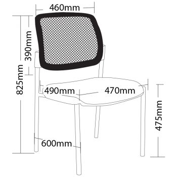 Atlas 4 Leg Chair no Arms, Dimensions