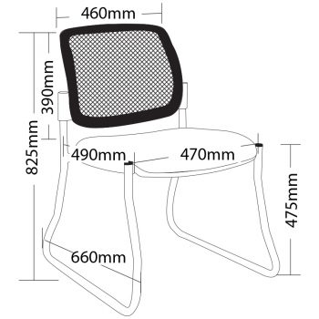 Atlas Sled Frame Chair no Arms, Dimensions