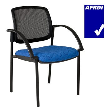 Atlas Visitor Chair Black 4 Leg Frame with Arms, Black Mesh Back