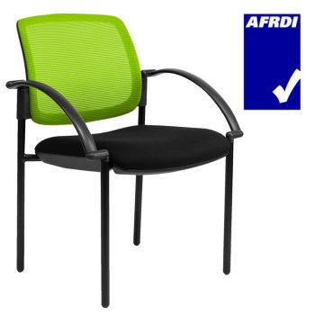 Atlas Visitor Chair Black 4 Leg Frame with Arms, Lime Mesh Back