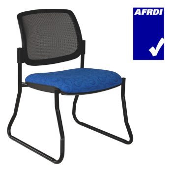 Atlas Visitor Chair Black Sled Frame no Arms, Black Mesh Back