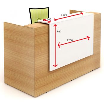 Rosalie Beech Reception Desk, Dimensioned