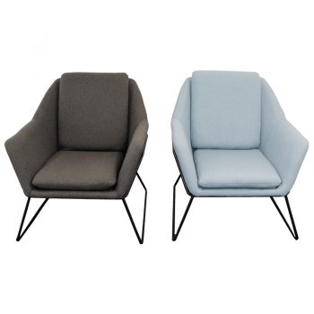 Beta Chairs, Charcoal and Blue, Front View