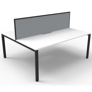 Supreme 2-Way Desk Pod, White Desk Tops, Black Under Frame, with Grey Screen Divider