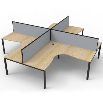 4 corner workstation pod, timber and grey