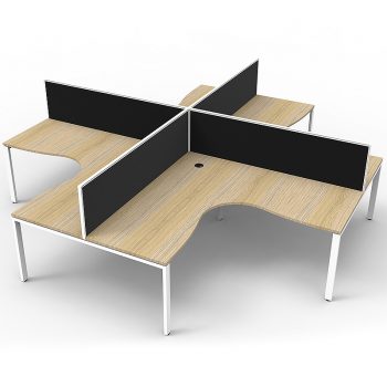 4 corner workstation pod, timber and black