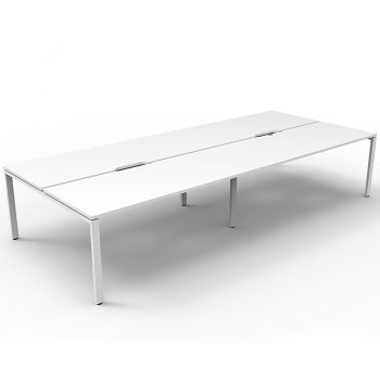 Supreme 4-Way Desk Pod, White Desk Tops, White Under Frame, No Screen Dividers