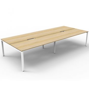 Supreme 4-Way Desk Pod, Natural Oak Desk Tops, White Under Frame, No Screen Dividers