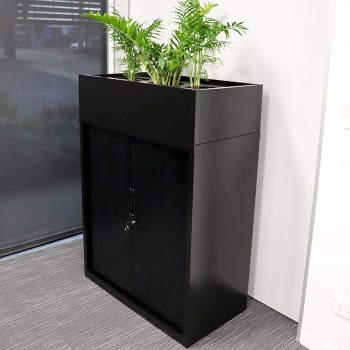 tambour unit with planter box, black