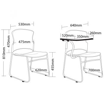 Dimensions, Coach Tablet Arm Chair