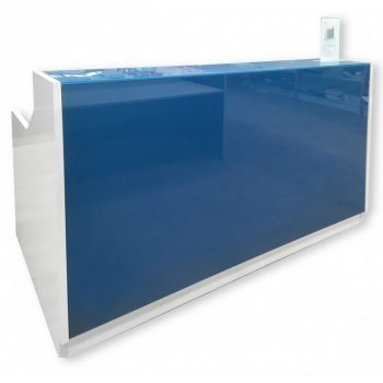 Vitric Reception Desk, Blue Glass Front