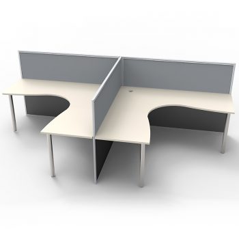 Smart 2 Way Back to Back Corner Workstation Pod, with Grey Screen Dividers, no End Screens