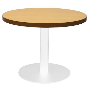 Vogue Round Coffee Table, Beech Table Top, White Table Base