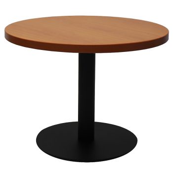 Vogue Round Coffee Table, Cherry Table Top, Black Table Base