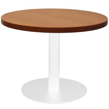 Vogue Round Coffee Table, Cherry Table Top, White Table Base