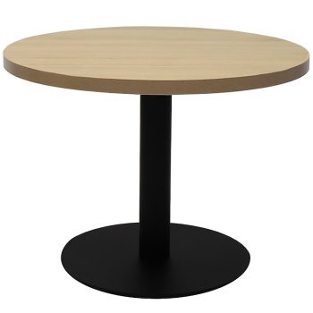 Vogue Round Coffee Table, Natural Oak Table Top, Black Table Base