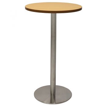 Vogue Round High Table, Beech Table Top, Stainless Steel Table Base