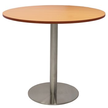 Vogue Round Meeting Table, Beech Table Top, Stainless Steel Table Base