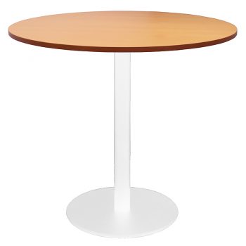 Vogue Round Meeting Table, Beech Table Top, White Table Base