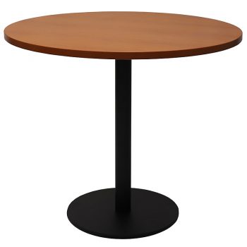 Vogue Round Meeting Table, Cherry Table Top, Black Table Base